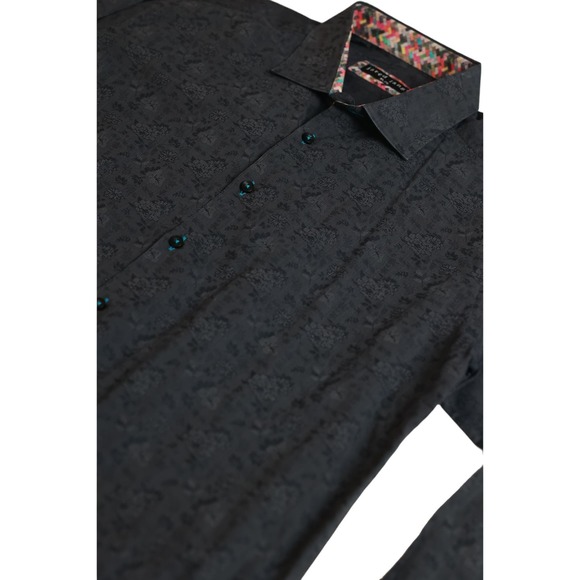 Jared Lang all over floral print black XL Button Down shirt - Picture 5 of 8